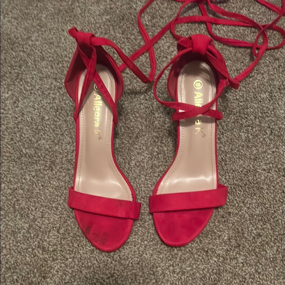 Allegra K Red Strappy Heels